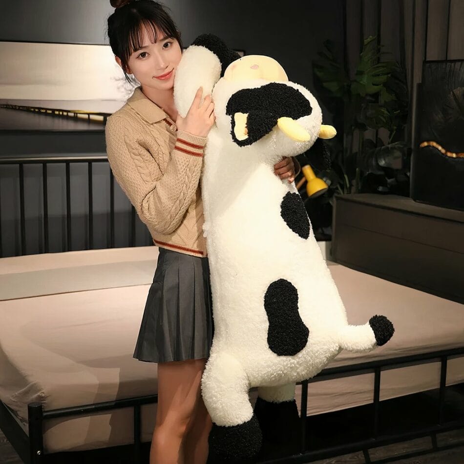 Knuffel Koe Schattig Reuzen 90 cm Met Bruine Hoorns De Knuffel