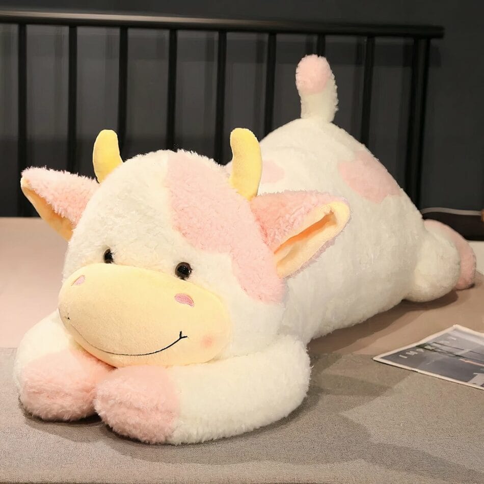 Knuffel Koe Schattig Reuzen 90 cm Met Bruine Hoorns De Knuffel