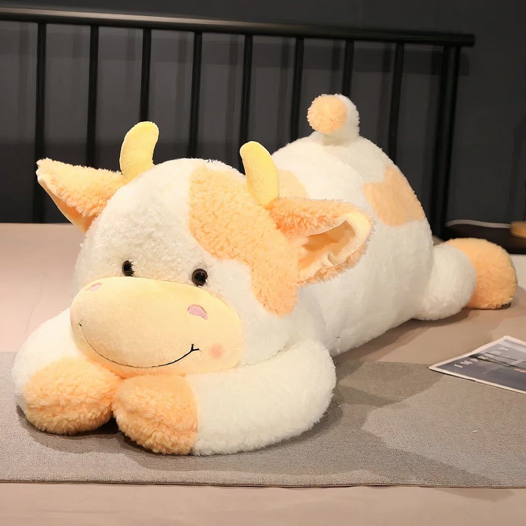 Knuffel Koe Schattig Reuzen 90 cm Met Bruine Hoorns De Knuffel 90cm / oranje