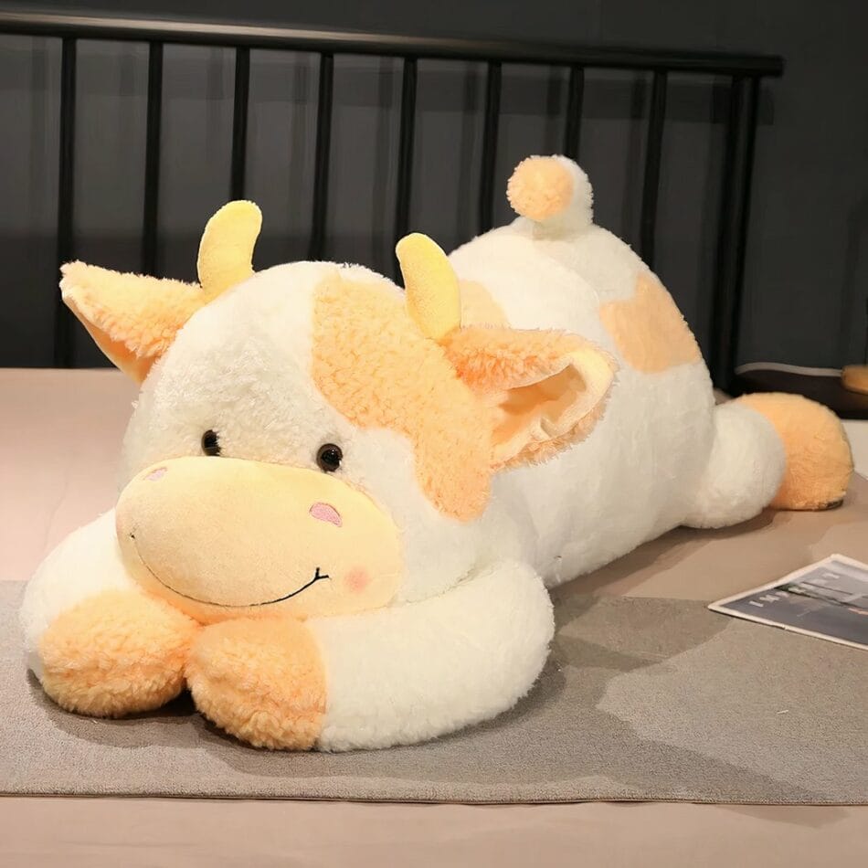 Knuffel Koe Schattig Reuzen 90 cm Met Bruine Hoorns De Knuffel
