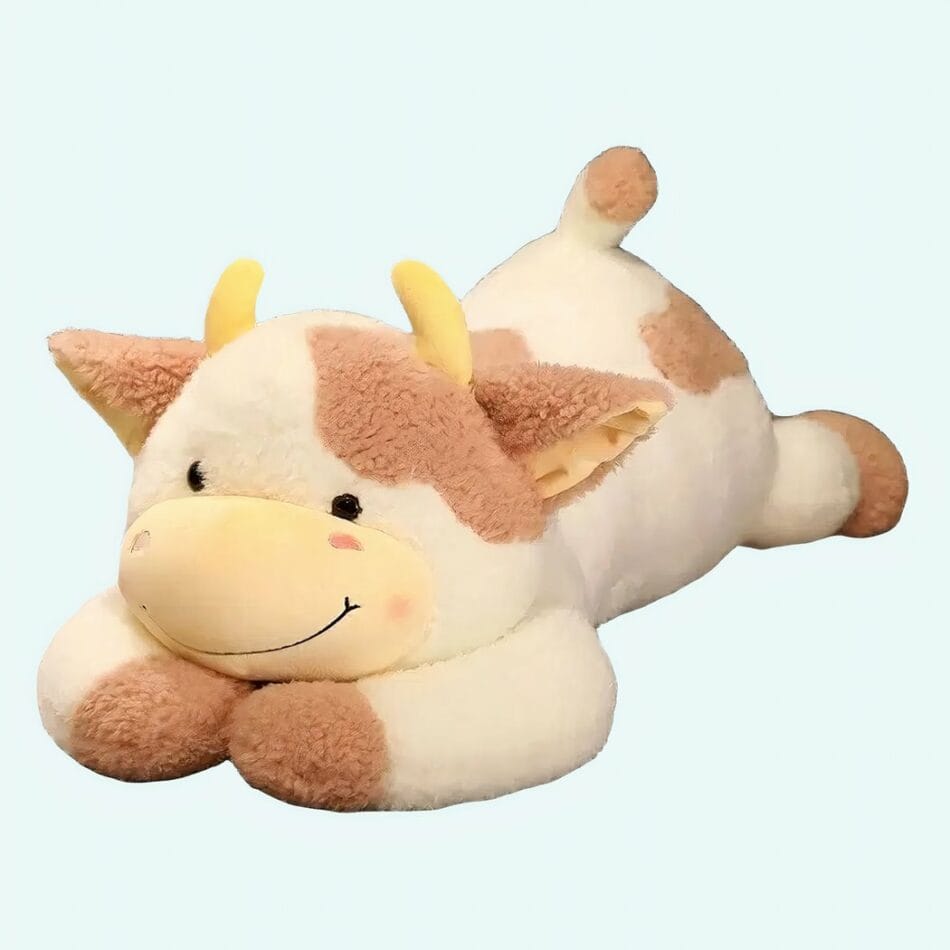 Knuffel Koe Schattig Reuzen 90 cm Met Bruine Hoorns De Knuffel