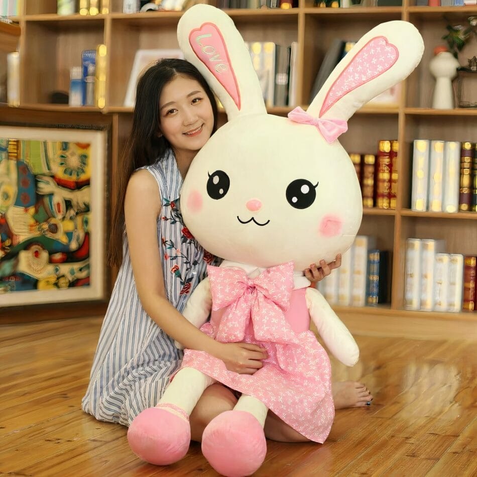 Knuffel Konijn Reus 100 cm Roze Met Zachte Robe De Knuffel