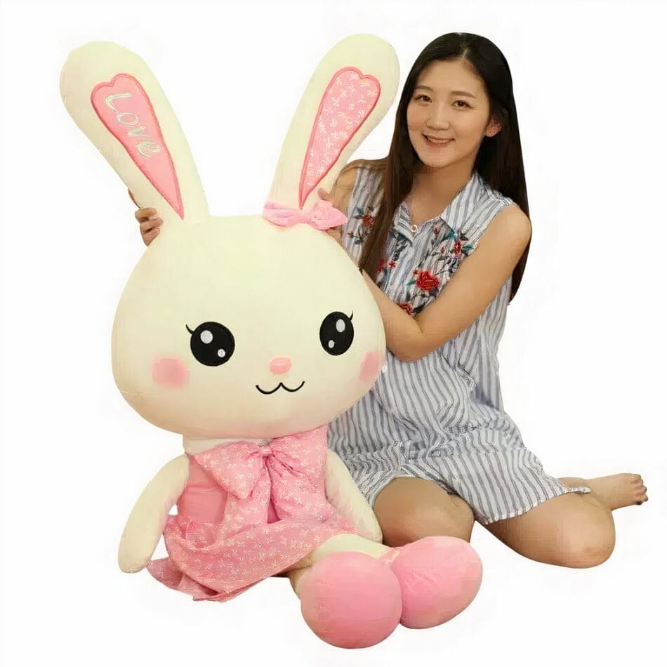 Knuffel Konijn Reus 100 cm Roze Met Zachte Robe De Knuffel