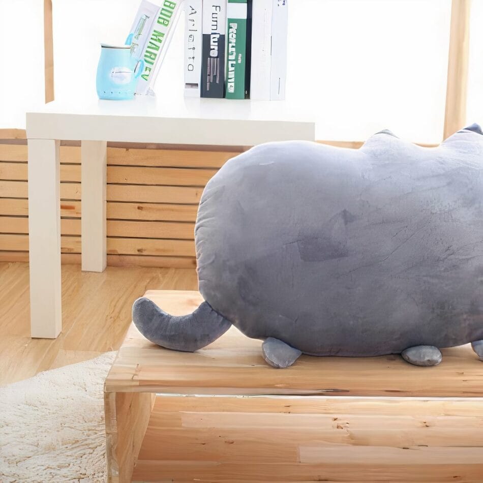 Knuffel Kussen Kat Grijs Zacht Pluche Vriendje En Decoratie De Knuffel
