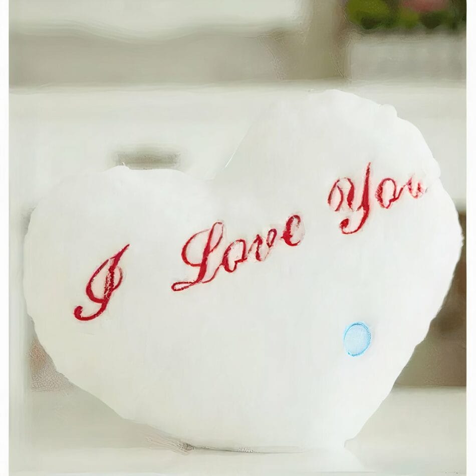 Knuffel Kussen Wit Pluche Met I Love You Geborduurd In Rood De Knuffel