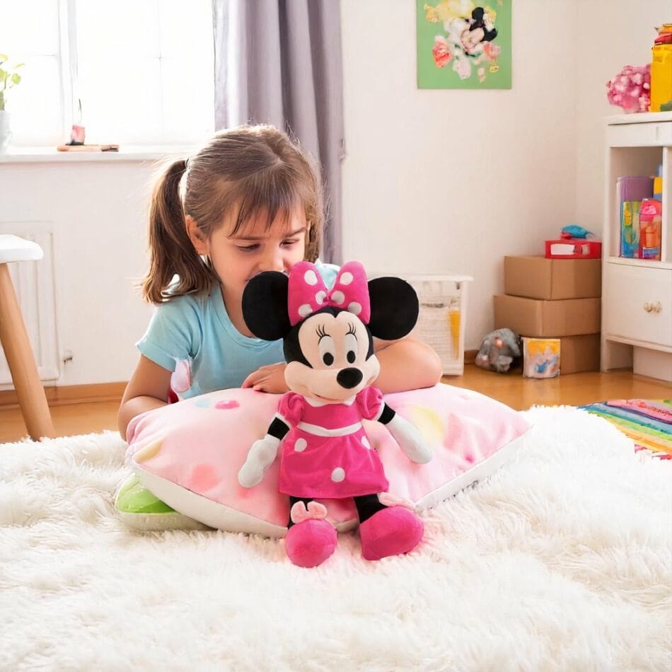 Knuffel Minnie Mouse Roze met Polkadotpatroon en Strik De Knuffel