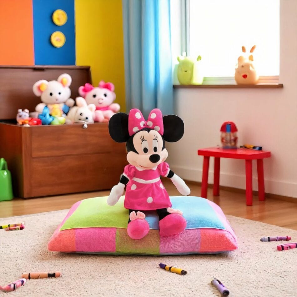 Knuffel Minnie Mouse Roze met Polkadotpatroon en Strik De Knuffel