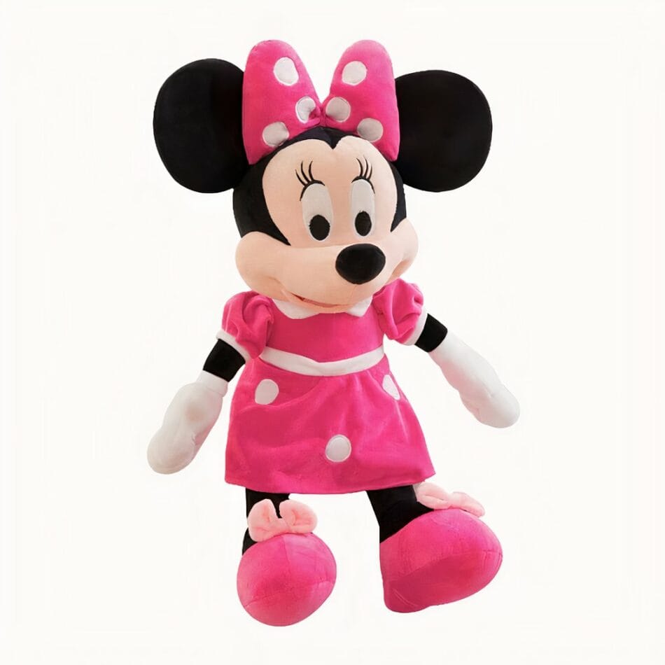 Knuffel Minnie Mouse Roze met Polkadotpatroon en Strik De Knuffel