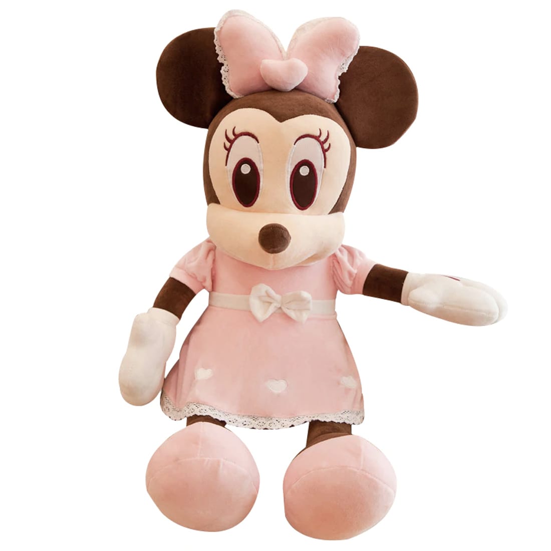 Knuffel Minnie Roze Met Grote Zwarte Strik En Zachte Vacht De Knuffel