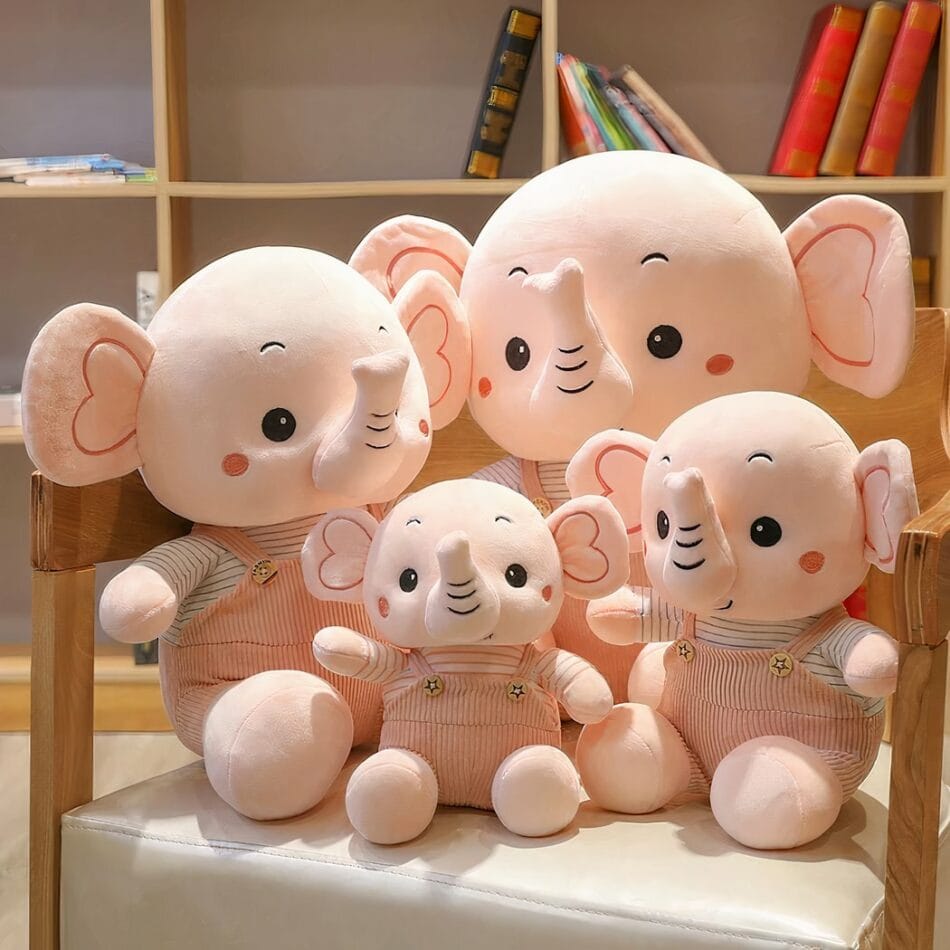 Knuffel Olifant Met Kleurrijke Tuinbroek Zachte Pluche De Knuffel
