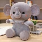 Knuffel Olifant Met Kleurrijke Tuinbroek Zachte Pluche De Knuffel
