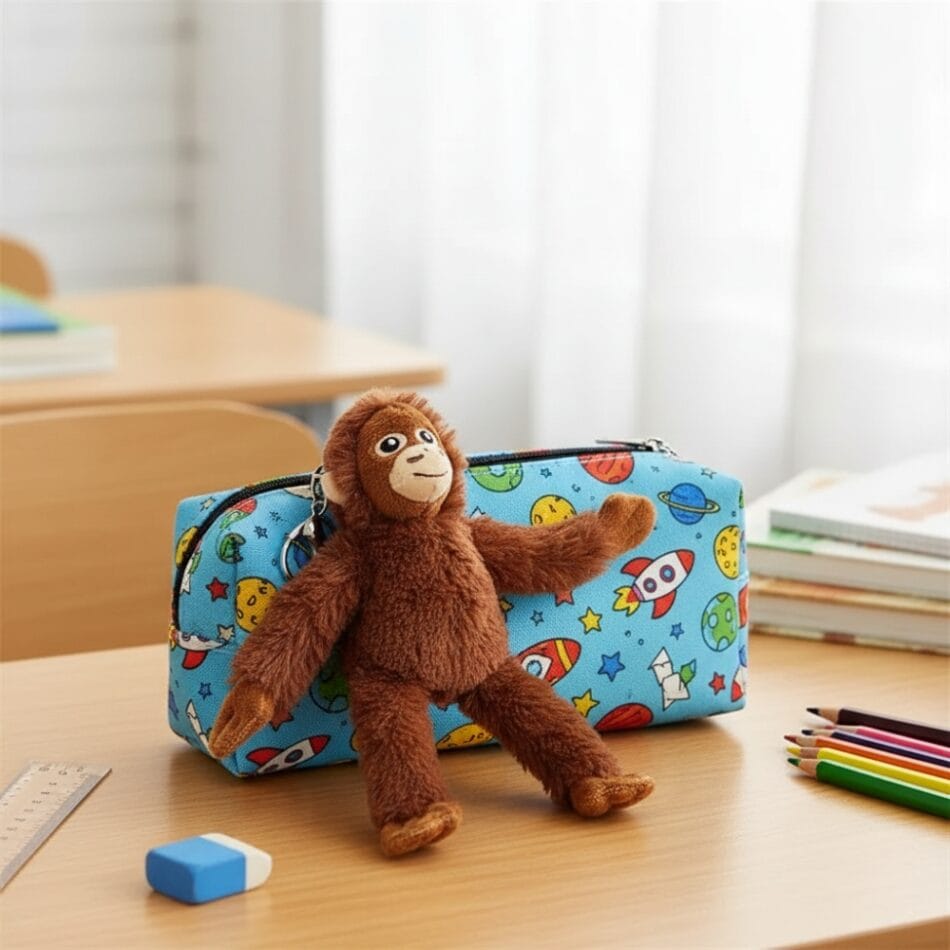 Knuffel Orang-Oetan Sleutelhanger Voor Schooltas En Pennenzak De Knuffel