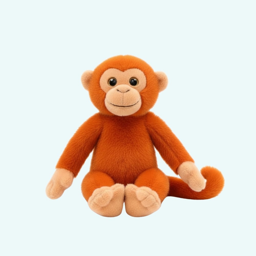 Knuffel Orang-Outan Mignon Met Oranje-Rode Vacht En Gouden Ogen De Knuffel