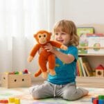 Knuffel Orang-Outan Mignon Met Oranje-Rode Vacht En Gouden Ogen De Knuffel