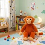 Knuffel Orang-Outan Mignon Met Oranje-Rode Vacht En Gouden Ogen De Knuffel