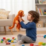 Knuffel Orang-Outan Mignon Met Oranje-Rode Vacht En Gouden Ogen De Knuffel