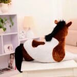 Knuffel Paard Wit Bruin Zadel met Sprankelende Ogen De Knuffel