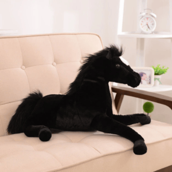 Knuffel Paard Zwart Luxe Met Zijdeachtige Textuur De Knuffel