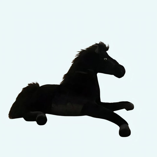 Knuffel Paard Zwart Luxe Met Zijdeachtige Textuur De Knuffel