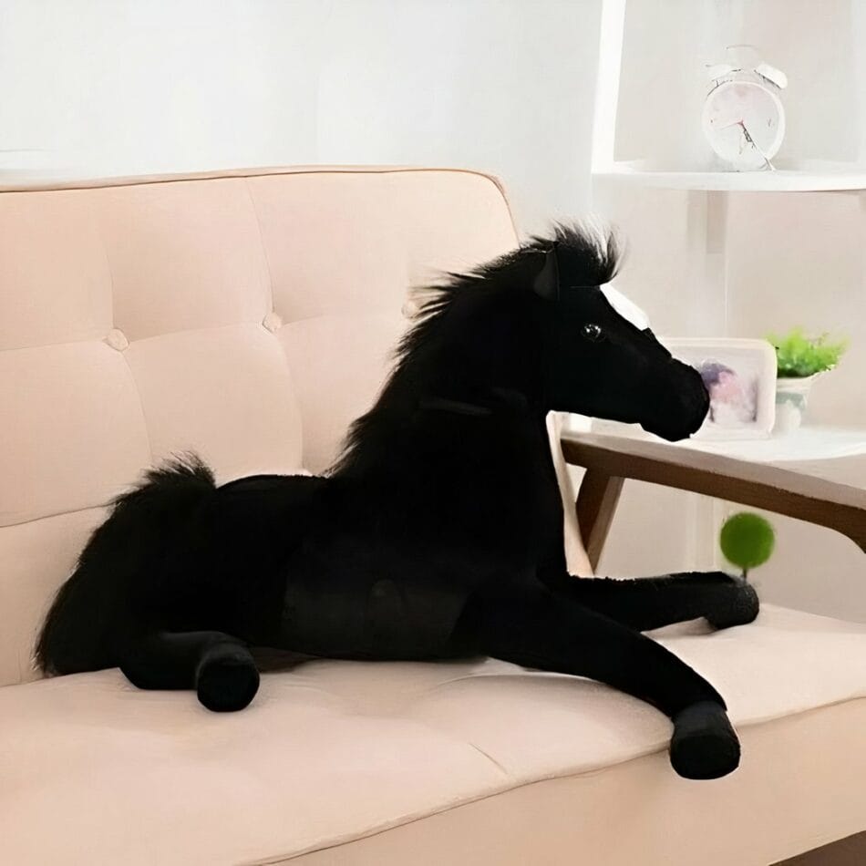 Knuffel Paard Zwart Luxe Met Zijdeachtige Textuur De Knuffel