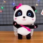 Knuffel Panda Baby Bus Roze 22 cm met Blauwe Ogen De Knuffel