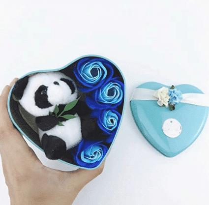 Knuffel Panda Lichtblauw Saint Valentin Geschenkset De Knuffel