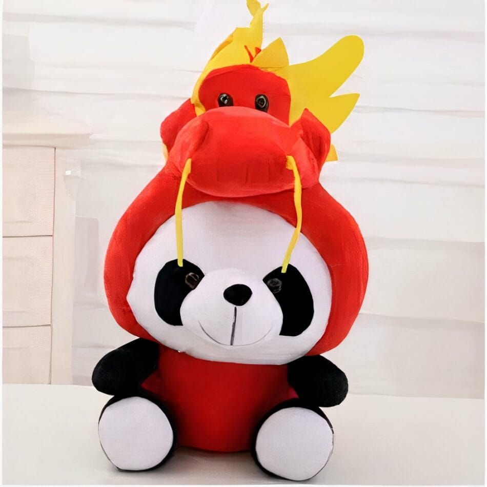 Knuffel Panda Verkleed als Draak met Speels Drakenkostuum De Knuffel
