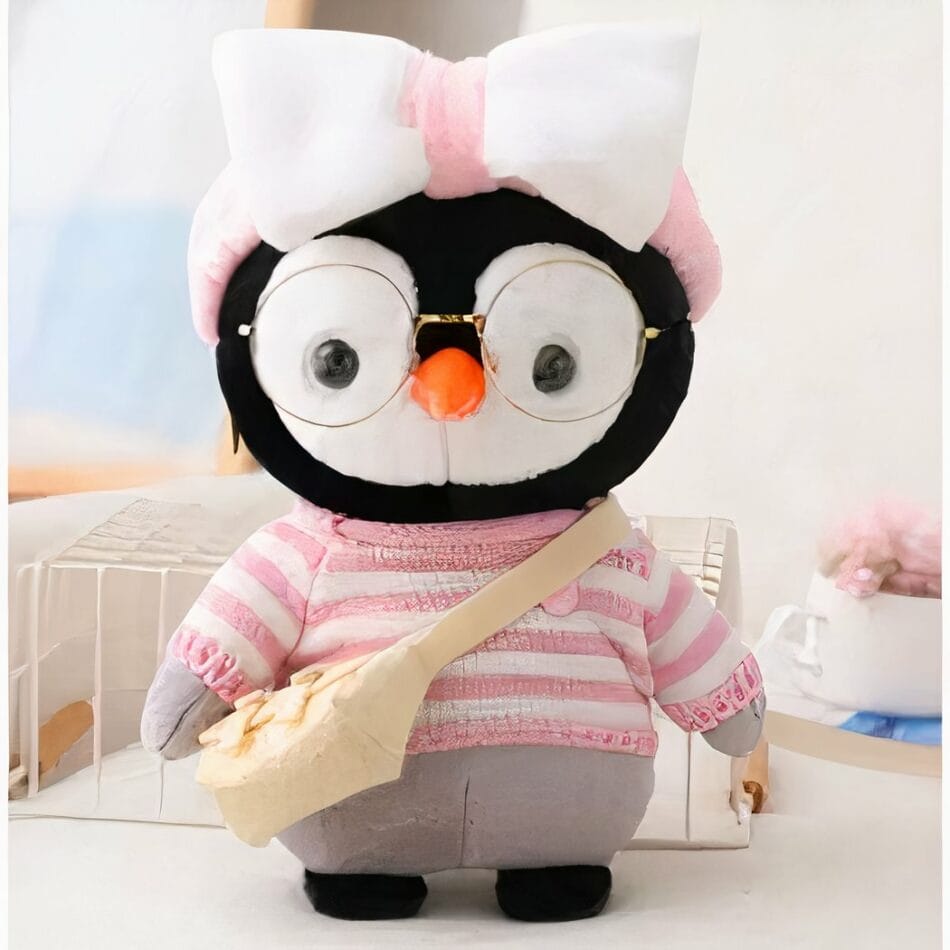 Knuffel Pingouin Met Roze Truitje En Oranje Neus De Knuffel