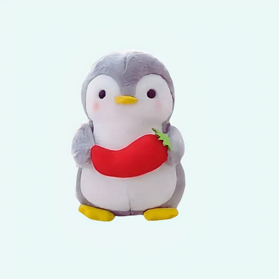 Knuffel Pinguïn Piment Met Schattige Buik En Liefde De Knuffel