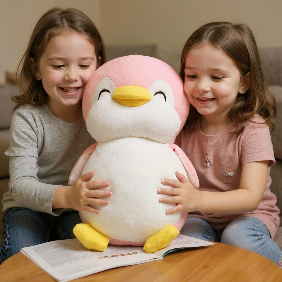 Knuffel Pinguïn Roze Glimlachend Zachte Stof Met Roze Accenten De Knuffel