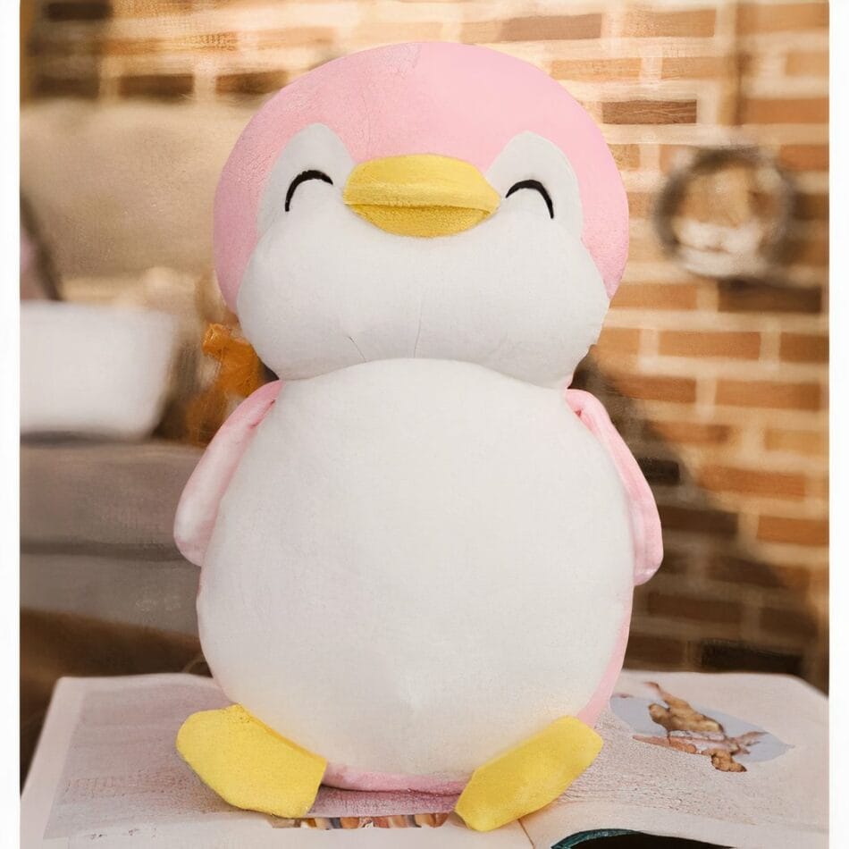 Knuffel Pinguïn Roze Glimlachend Zachte Stof Met Roze Accenten De Knuffel