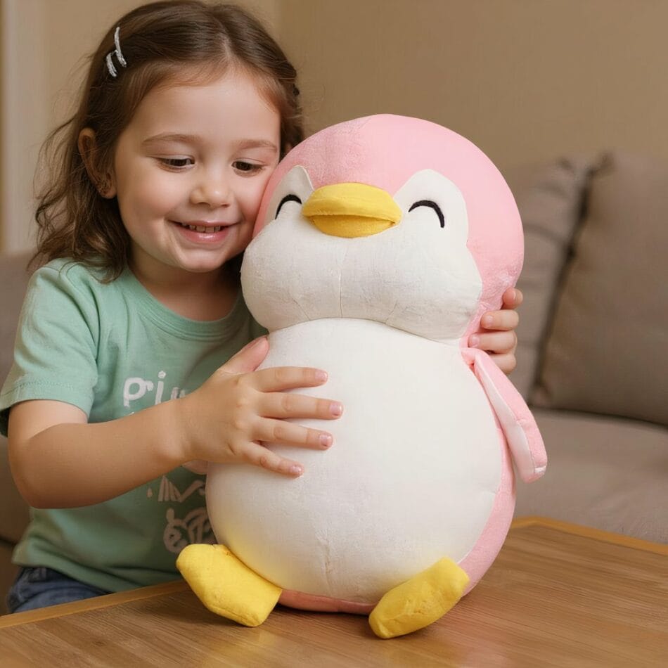 Knuffel Pinguïn Roze Glimlachend Zachte Stof Met Roze Accenten De Knuffel