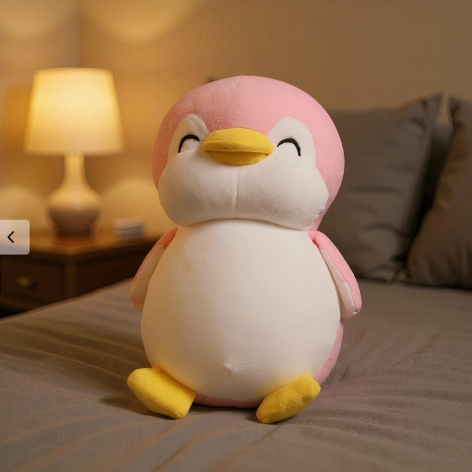 Knuffel Pinguïn Roze Glimlachend Zachte Stof Met Roze Accenten De Knuffel