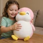 Knuffel Pinguïn Roze Glimlachend Zachte Stof Met Roze Accenten De Knuffel