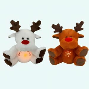 Knuffel Rendier Wit of Bruin Ademend met Slaapliedjes Kerst De Knuffel