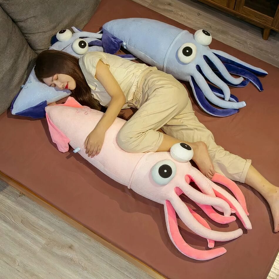 Knuffel Reuzen Octopus Calamar 70 Tot 130 Cm Blauw Of Roze De Knuffel