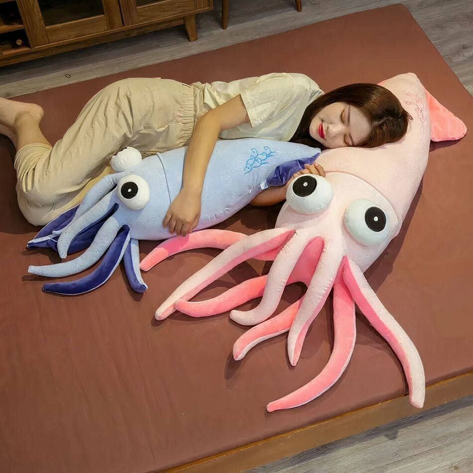 Knuffel Reuzen Octopus Calamar 70 Tot 130 Cm Blauw Of Roze De Knuffel