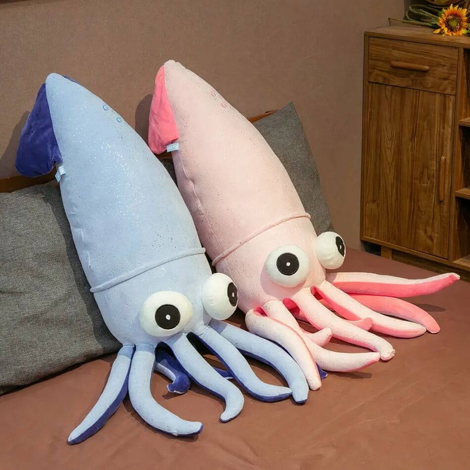 Knuffel Reuzen Octopus Calamar 70 Tot 130 Cm Blauw Of Roze De Knuffel