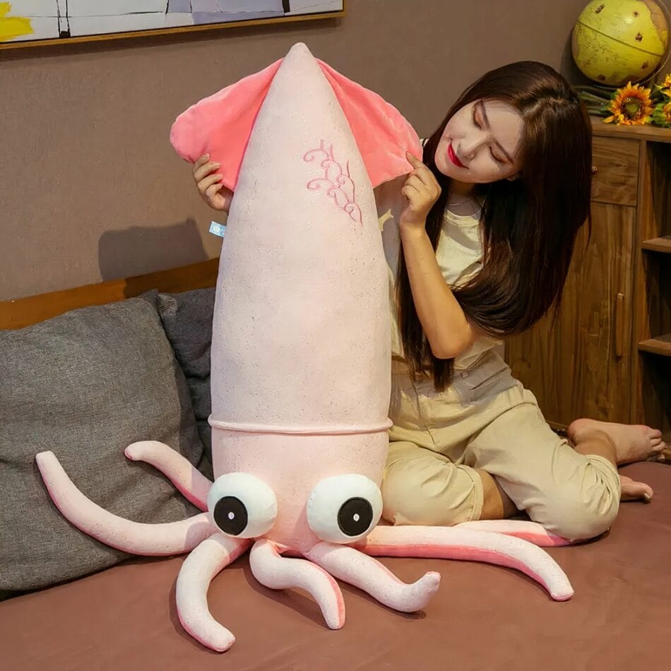 Knuffel Reuzen Octopus Calamar 70 Tot 130 Cm Blauw Of Roze De Knuffel