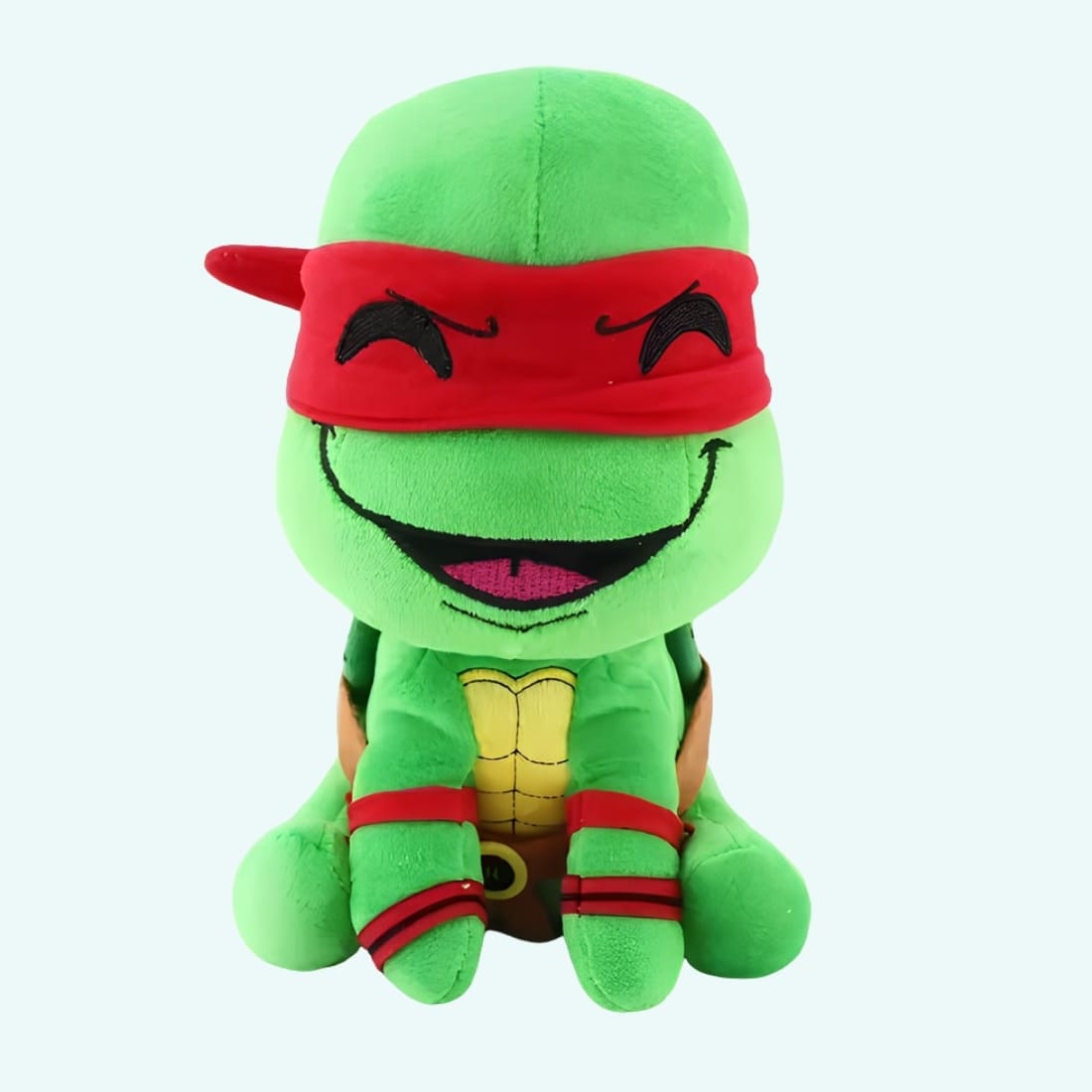 Knuffel Schildpad Ninja Met Glimlach En Felgekleurde Bandana De Knuffel rood