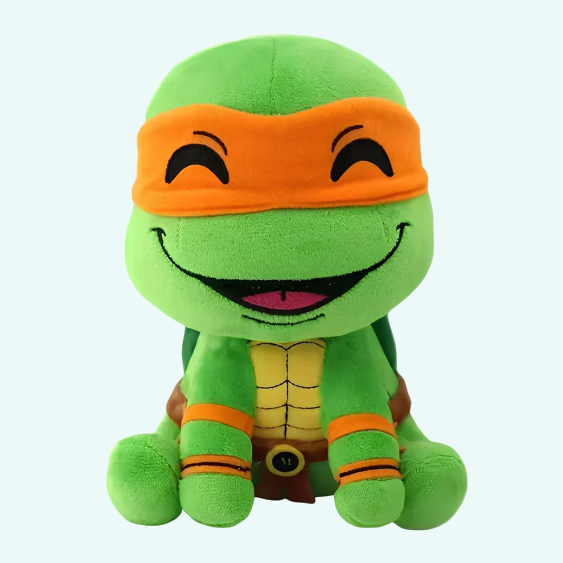Knuffel Schildpad Ninja Met Glimlach En Felgekleurde Bandana De Knuffel oranje