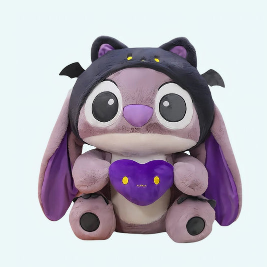Knuffel Stitch Chauve-Muis Met Zwarte Capuchon En Paarse Vleugels De Knuffel 25-cm