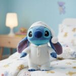 Knuffel Stitch in Pyjama met Wit Nachtbonnetje De Knuffel