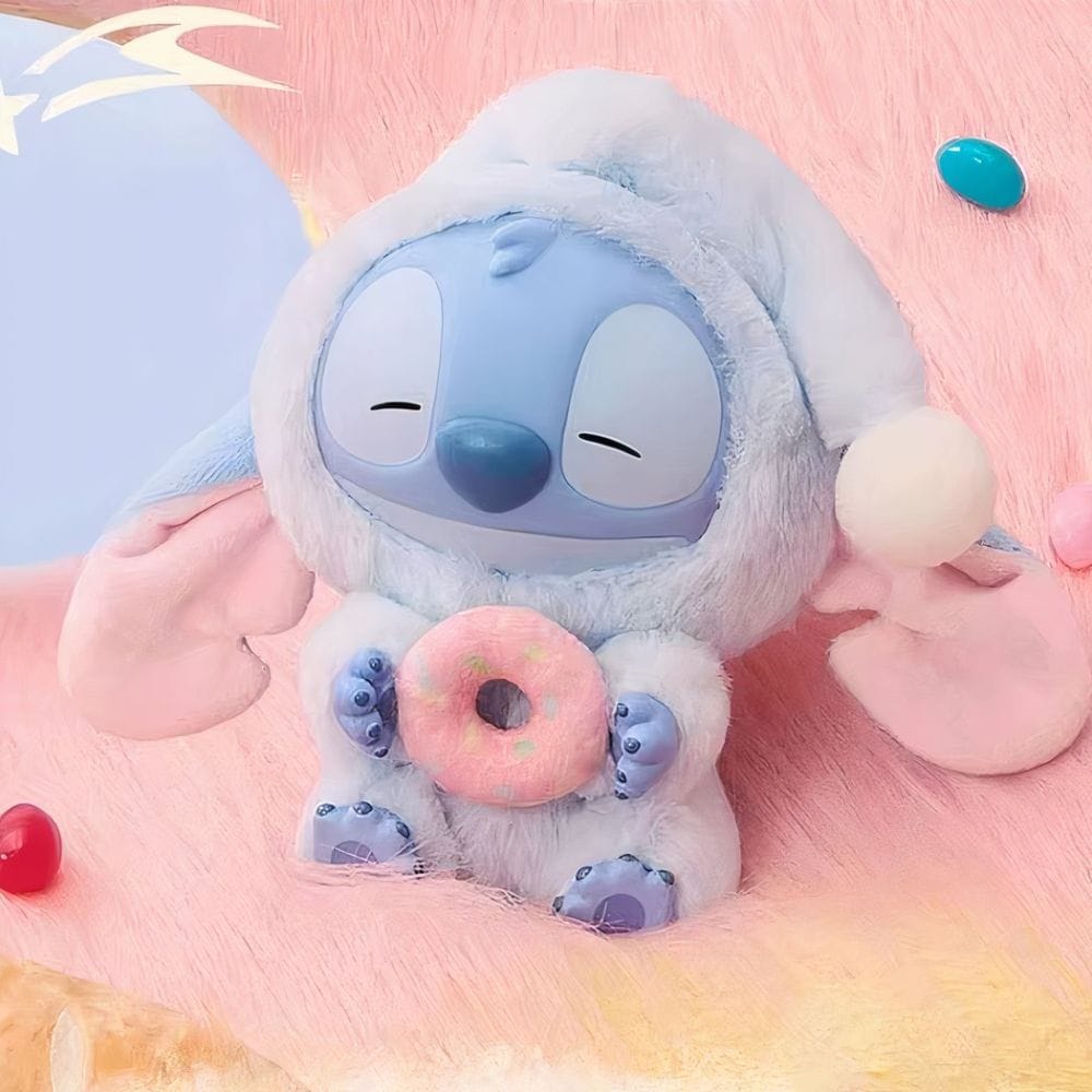 Knuffel Stitch Labubu-stijl Zacht Speels Dier Creatie De Knuffel Stitch Endormi avec son Donut