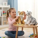 Knuffel Tijger Baby Bruin of Wit Met Ogen en Geborduurde Neus De Knuffel