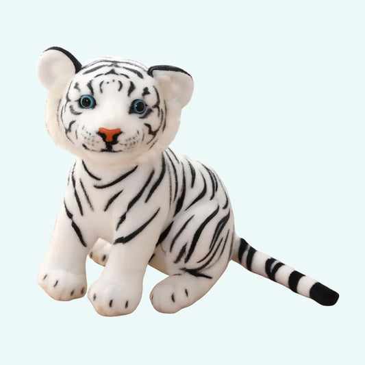 Knuffel Tijger Baby Bruin of Wit Met Ogen en Geborduurde Neus De Knuffel wit