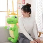 Knuffel Tyrannosaurus Rex Groen met Oranje Strepen Katoen De Knuffel