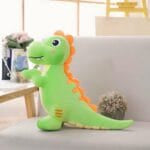 Knuffel Tyrannosaurus Rex Groen met Oranje Strepen Katoen De Knuffel