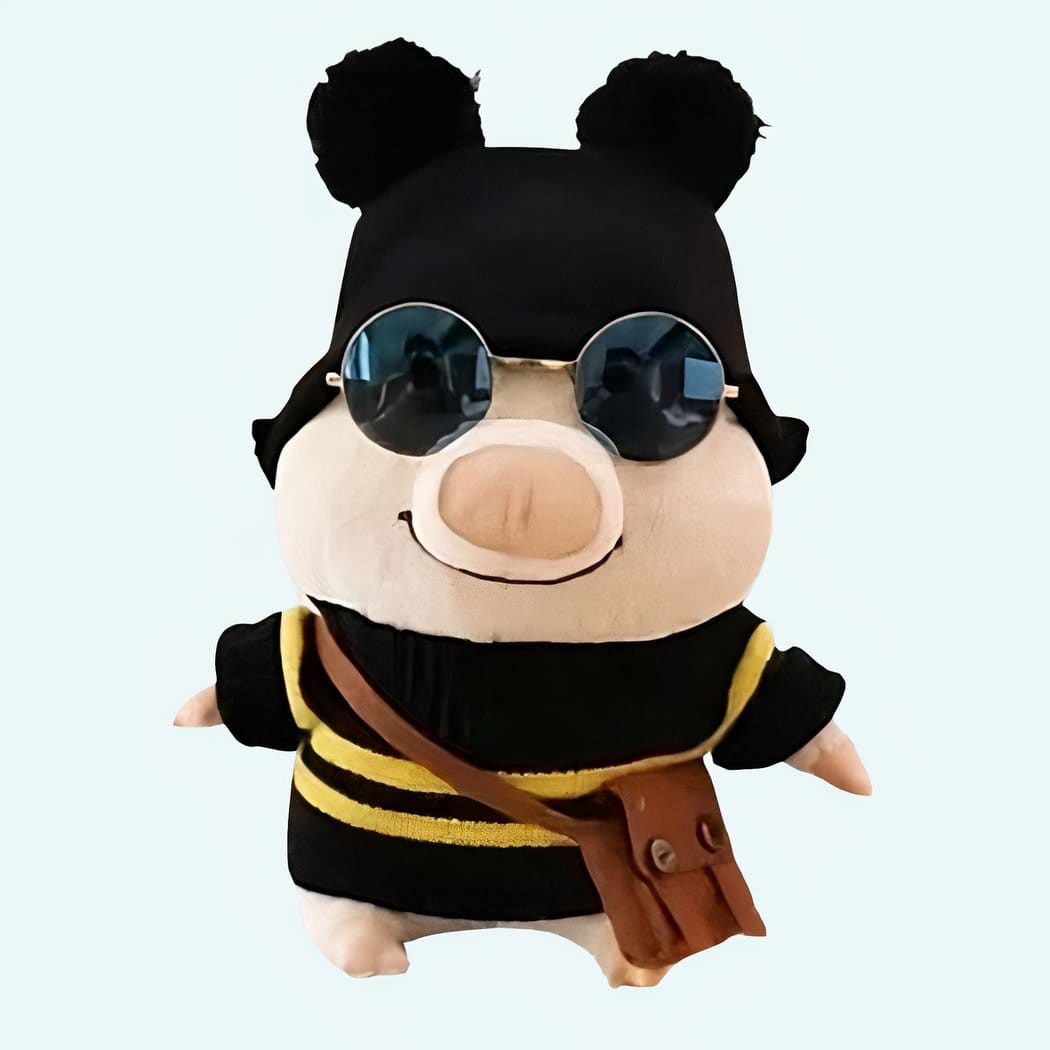 Knuffel Varken in Trui met Abeille Motief 25 cm Zacht Wit De Knuffel
