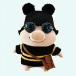 Knuffel Varken in Trui met Abeille Motief 25 cm Zacht Wit De Knuffel